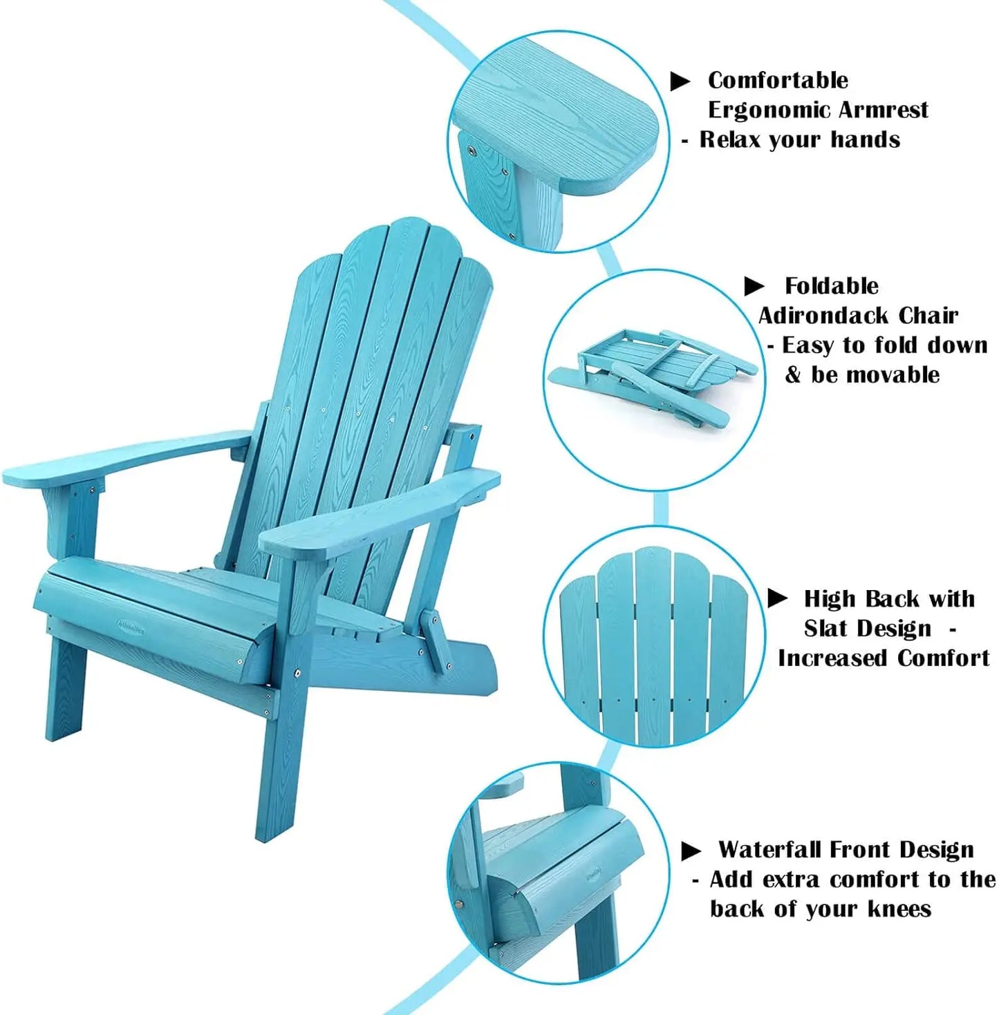 Folding Adirondack Chairs Set of 4 Patio