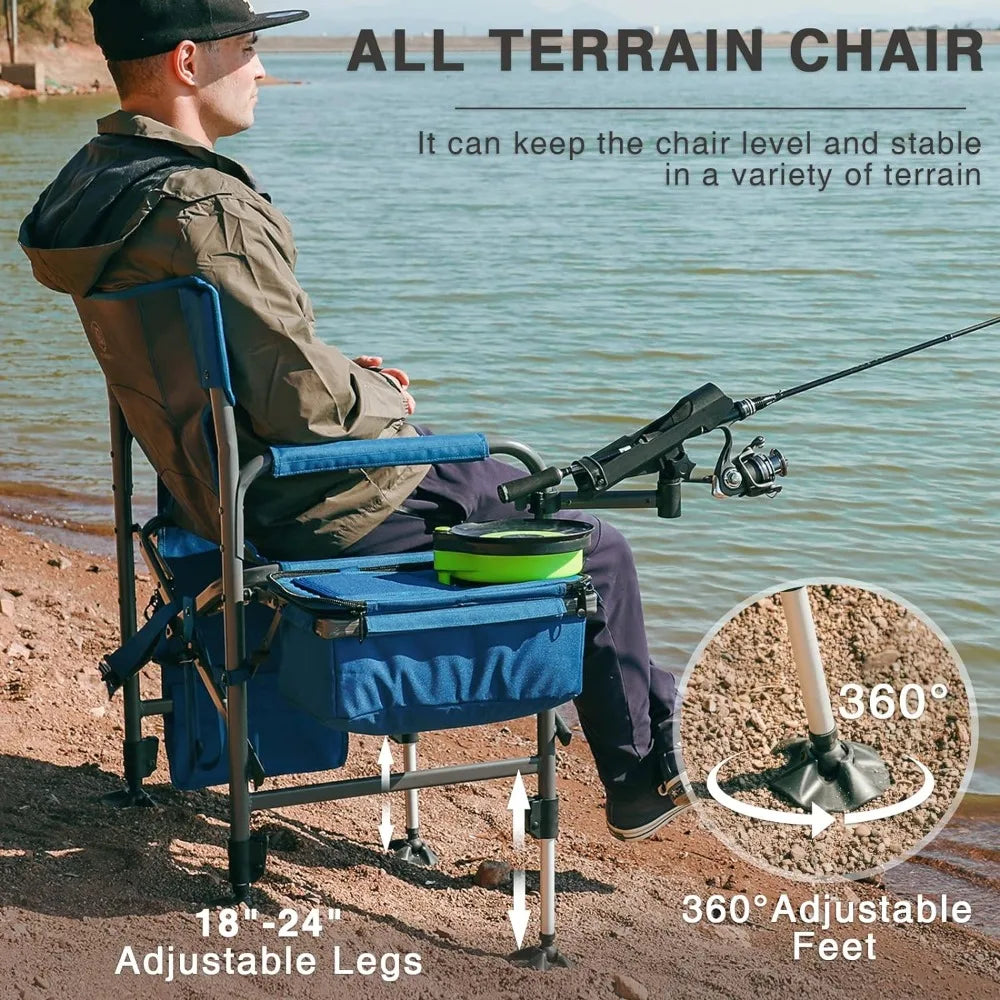 Fishing Chair with Rod Holder and Cooler