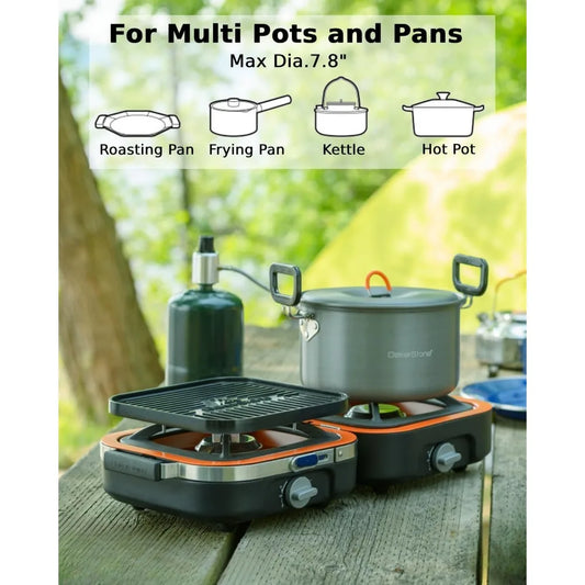 Propane Camping Stove 2 Adjustable , Portable Folding