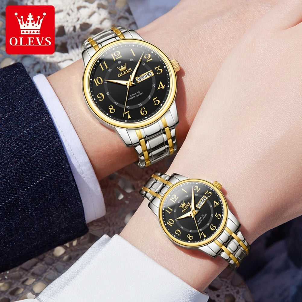 Couple Watch for Men Women  Calendar  Quartz