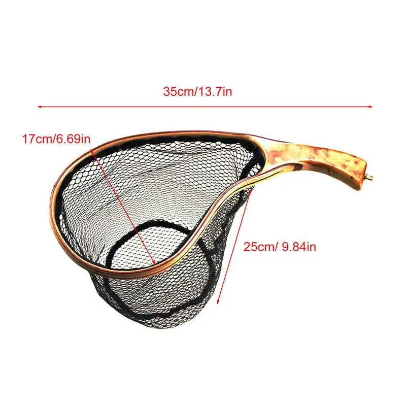 Fly Fishing Net Net With Wooden Handle