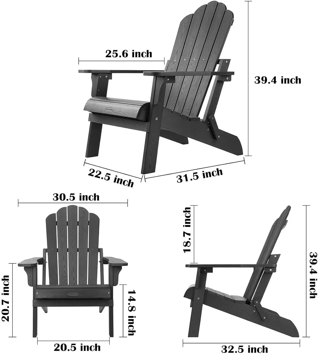 Folding Adirondack Chairs Set of 4 Patio