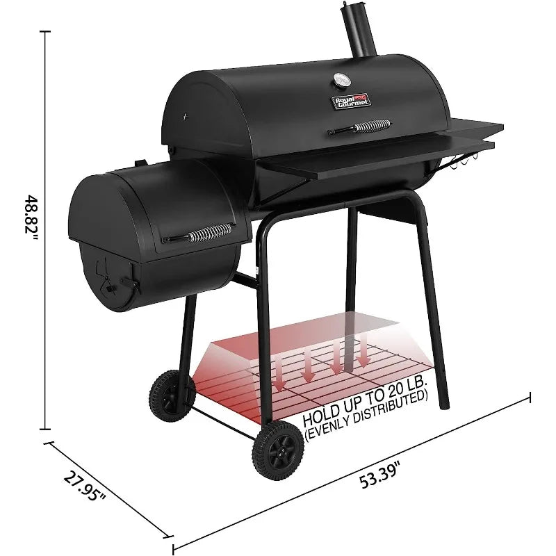 30" BBQ Charcoal Grill and Offset Smoker