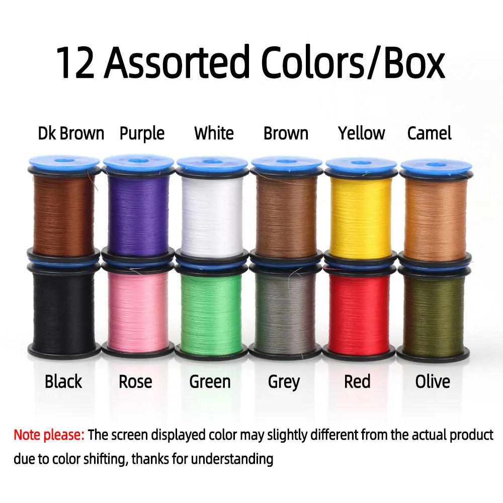 12pcs Assorted Colors 8/0 Twisted Fly Tying Thread