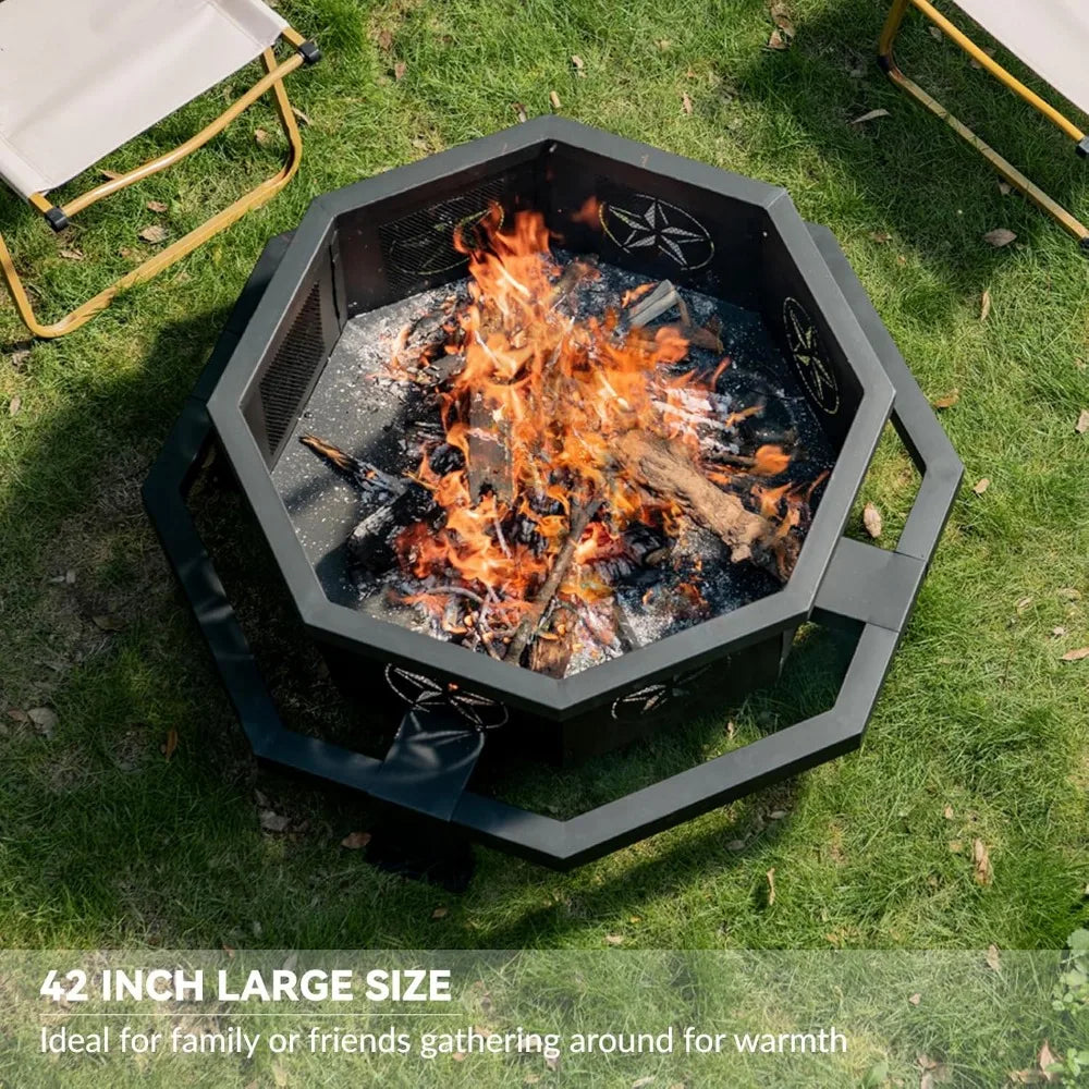 42 Inch Octagonal Fire Pit ,Outdoor ,Wood Burning