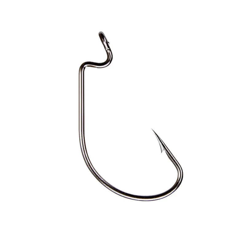 50Pcs Box  Barbed Stainless  Offset  Worm Hook