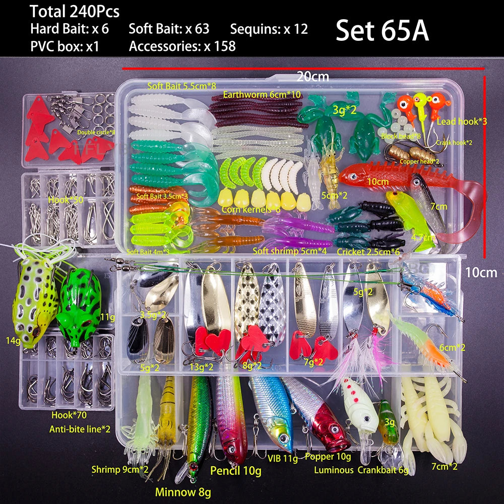 Big Mixed Fishing Lure Set Soft Hard Bait Kit