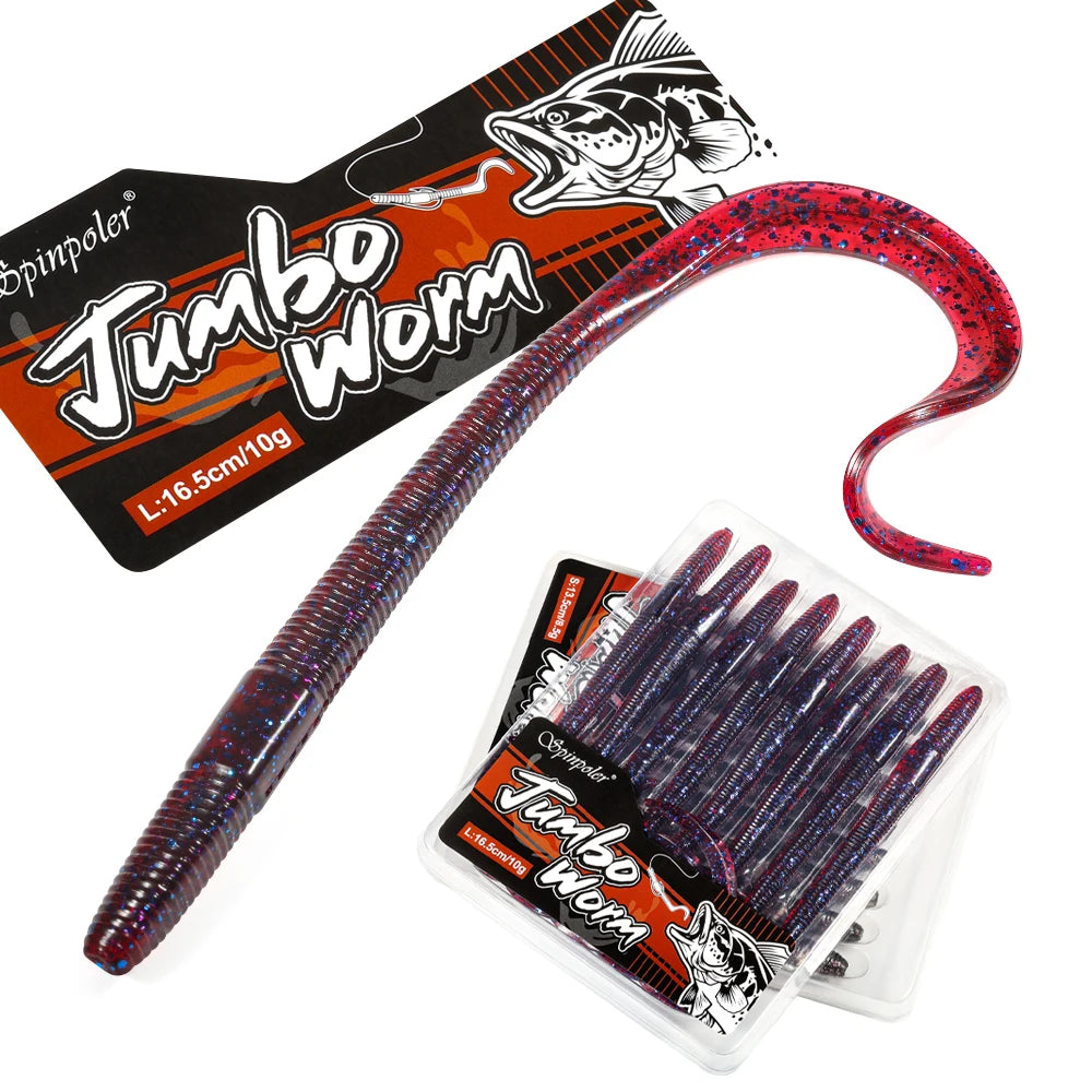 Jumbo Worm Soft  Lure Long Curl Tail Grub