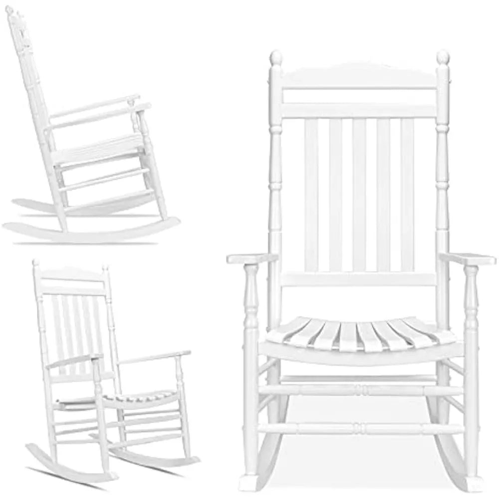 2 PCS Wood Rocking Chair  450 lbs Support  High Back