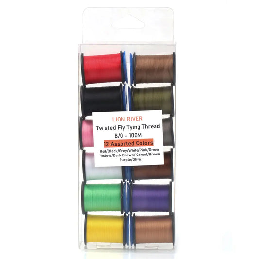 12pcs Assorted Colors 8/0 Twisted Fly Tying Thread