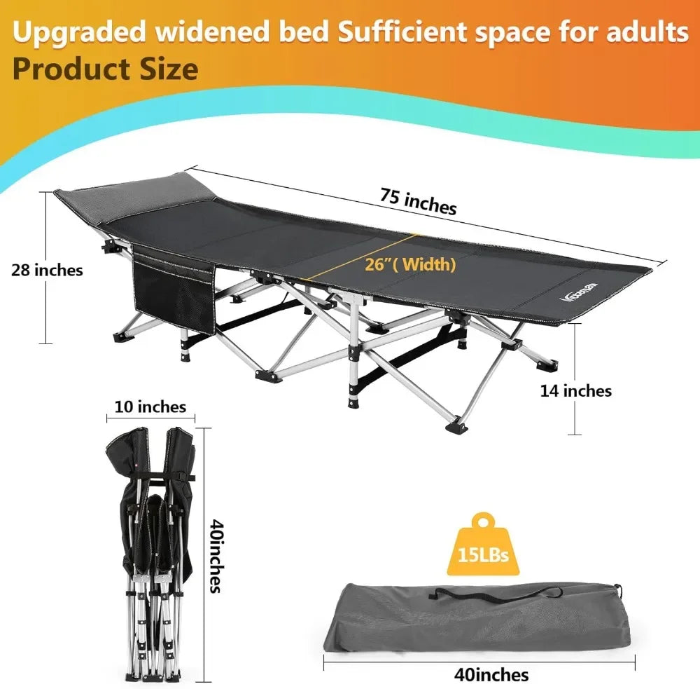 Camping  Folding Outdoor Cot and  Pad - Portable