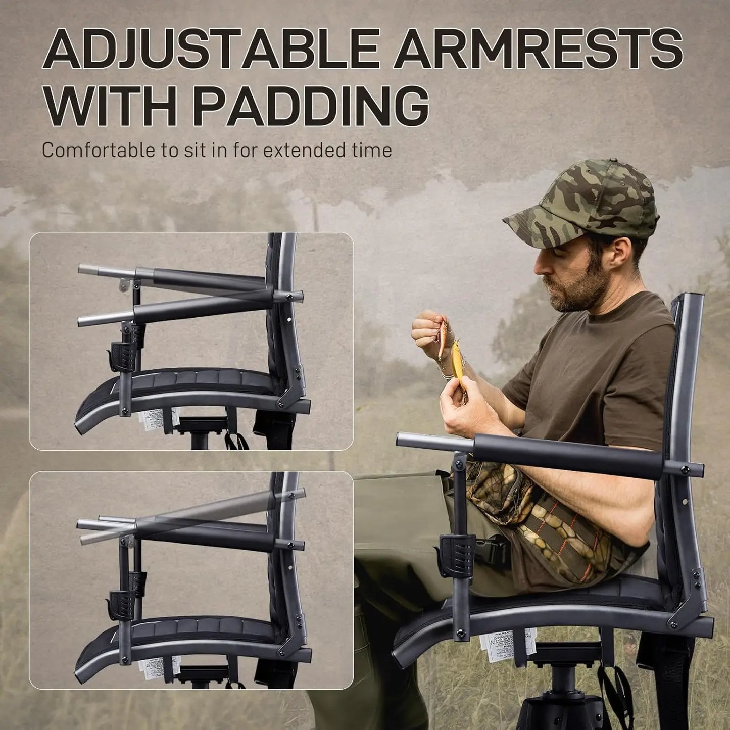 Silent Swivel Hunting Chair for Blinds, Adjustable