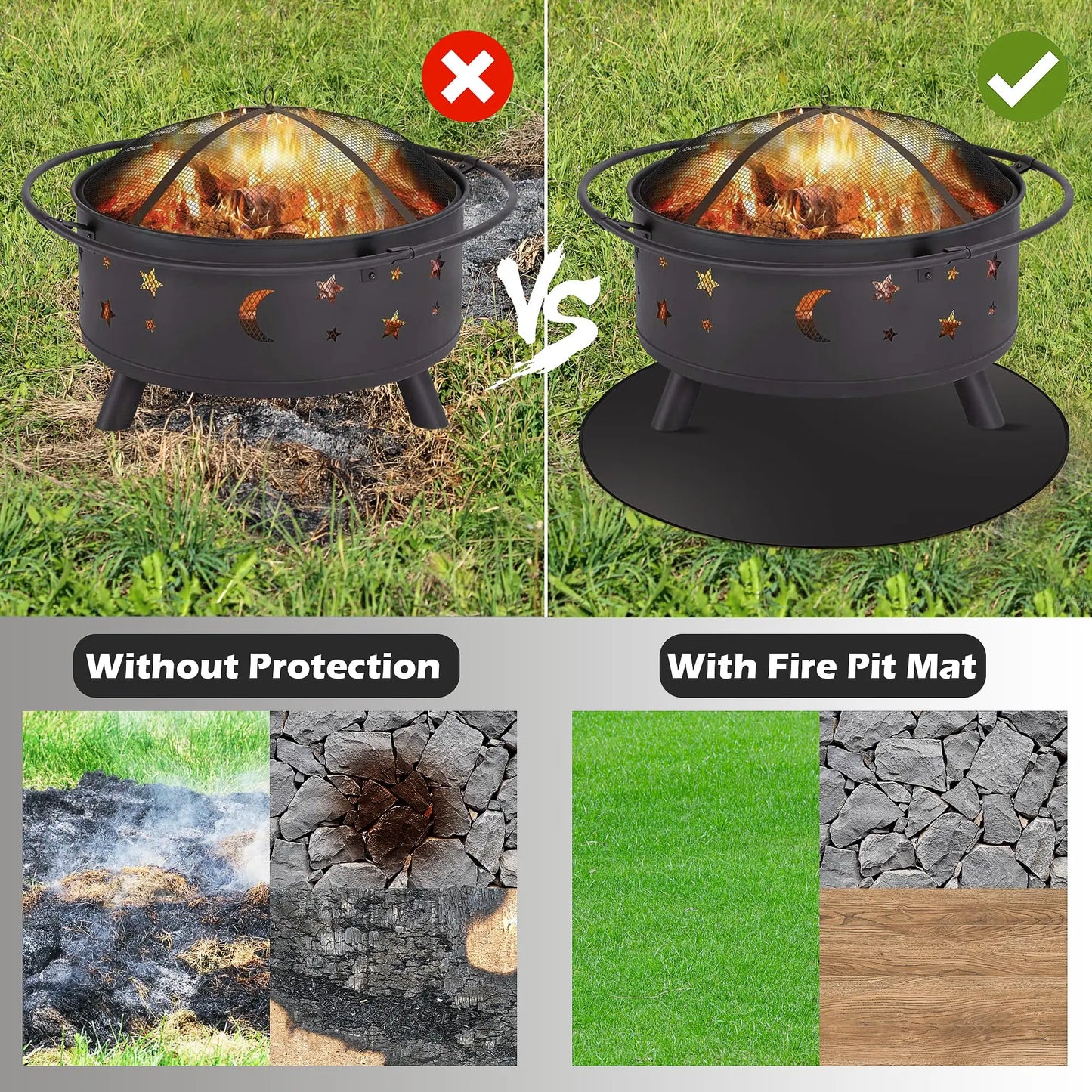 Round Fireproof Mats Under Grill 3 Layers  Pads