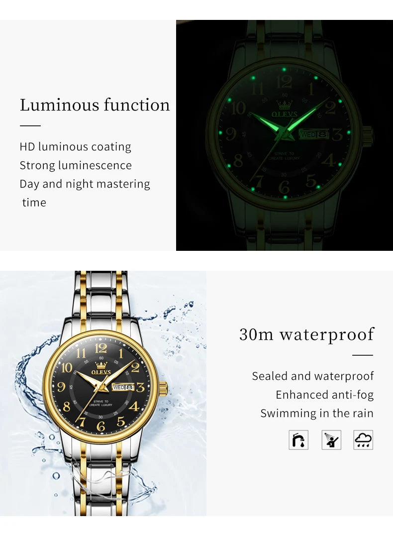 Couple Watch for Men Women  Calendar  Quartz