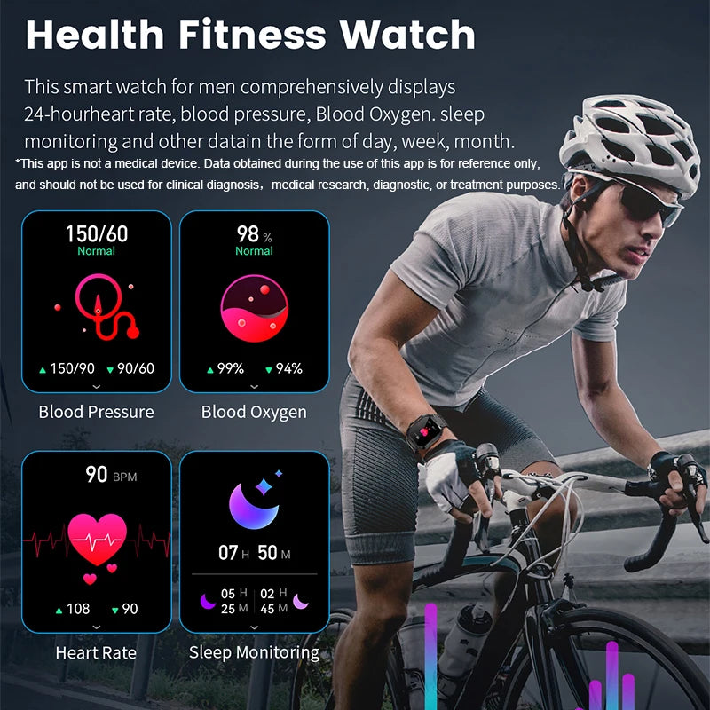 Sports Fitness Smartwatch For Men Bluetooth Waterproof