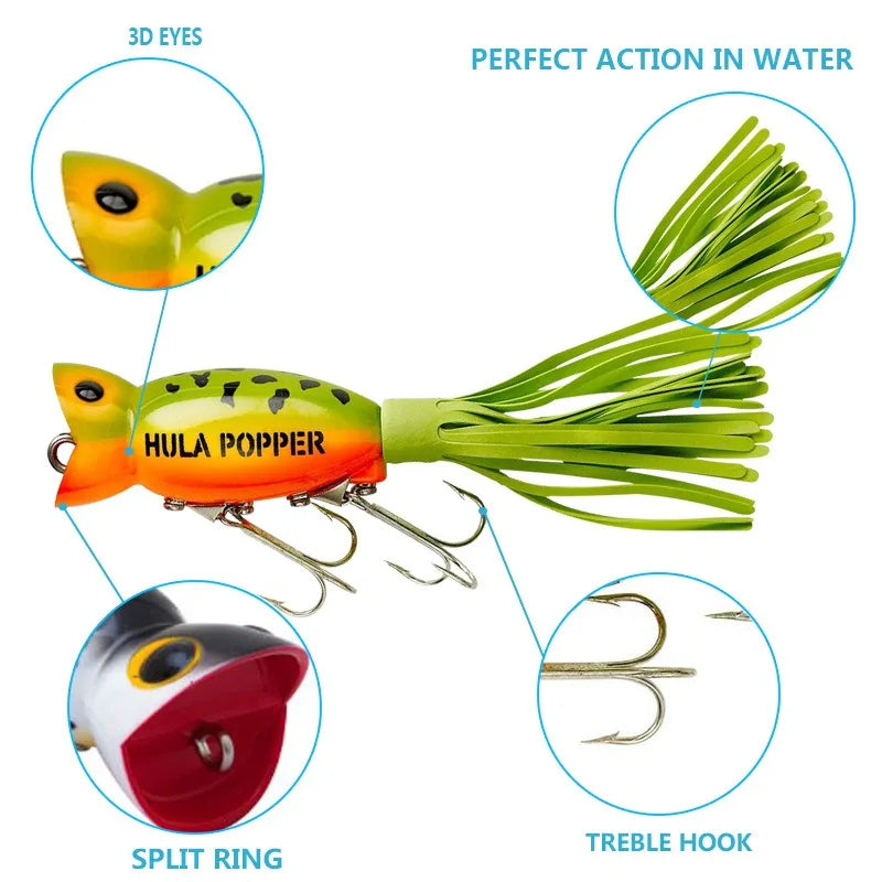 Mini Hula Popper Lure Topwater Trolling Bait