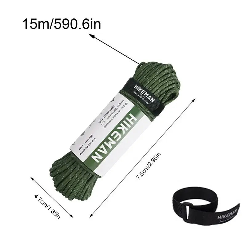 Paracord Reflective Outdoor Survival Rope 49.2ft