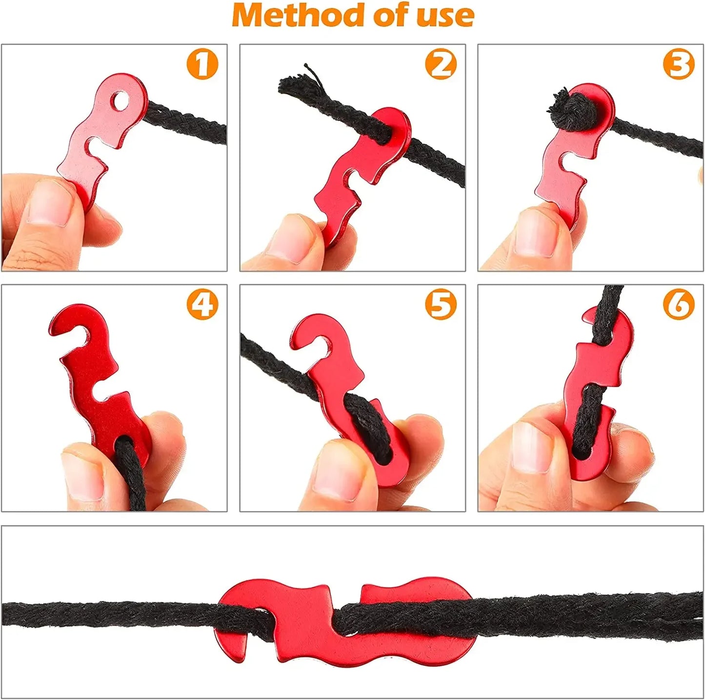 30 Pieces Adjustable Tent Rope Buckle S-type Tensioner