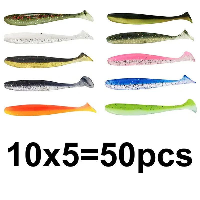 50pcs Soft Lure Silicone Shad Wobbler Swimbait