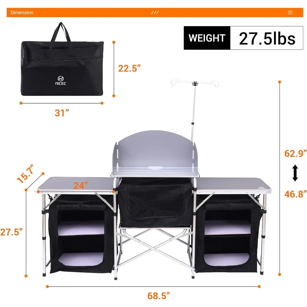 Folding Table ,Light Stand ,Windshield Cooking Station