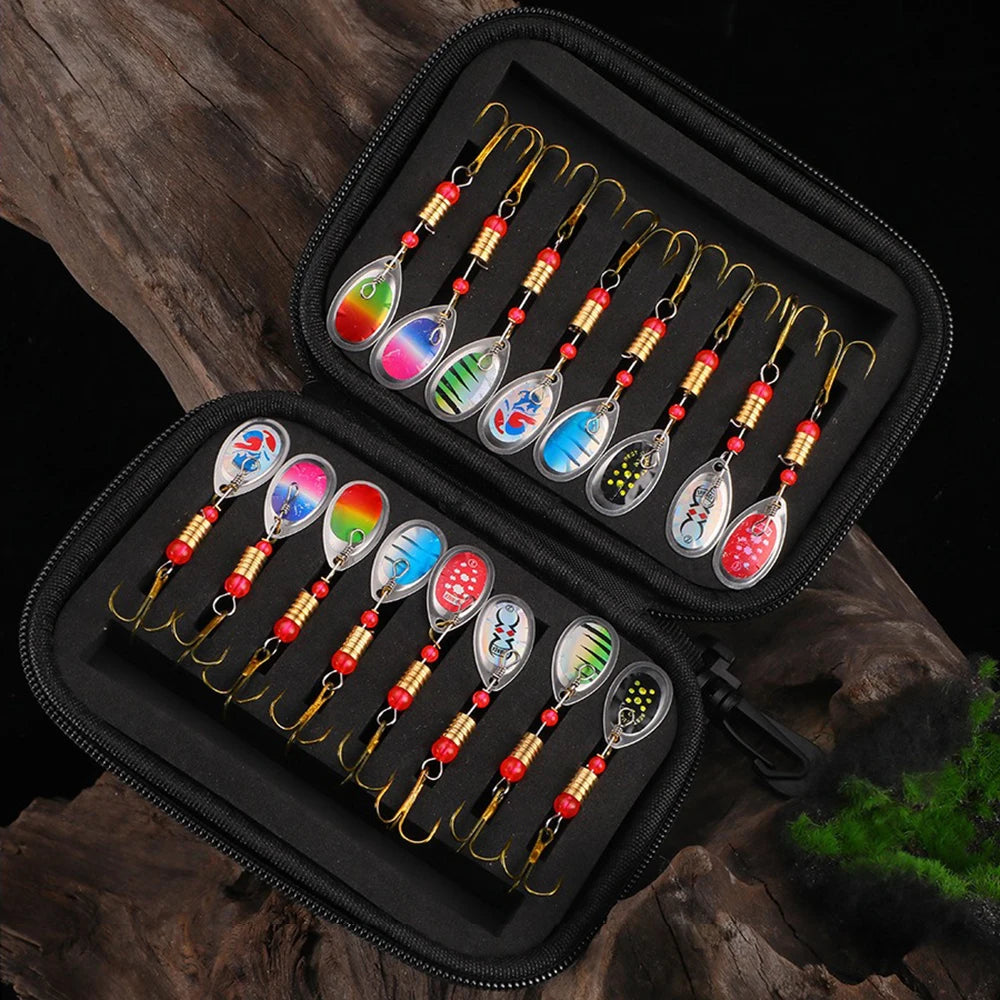 16pcs Metal Spinner Bait Fishing Lure With  Bag