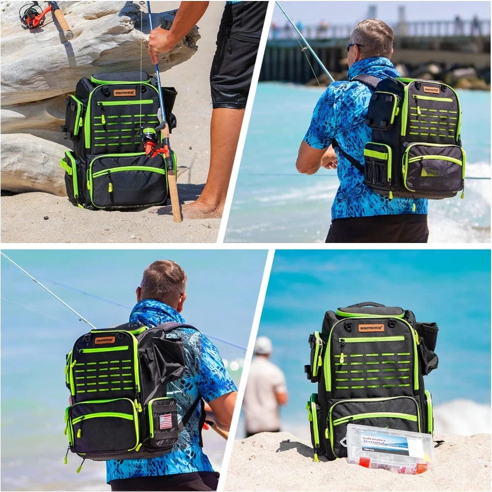 Fishing Tackle Backpack with Rod Holders