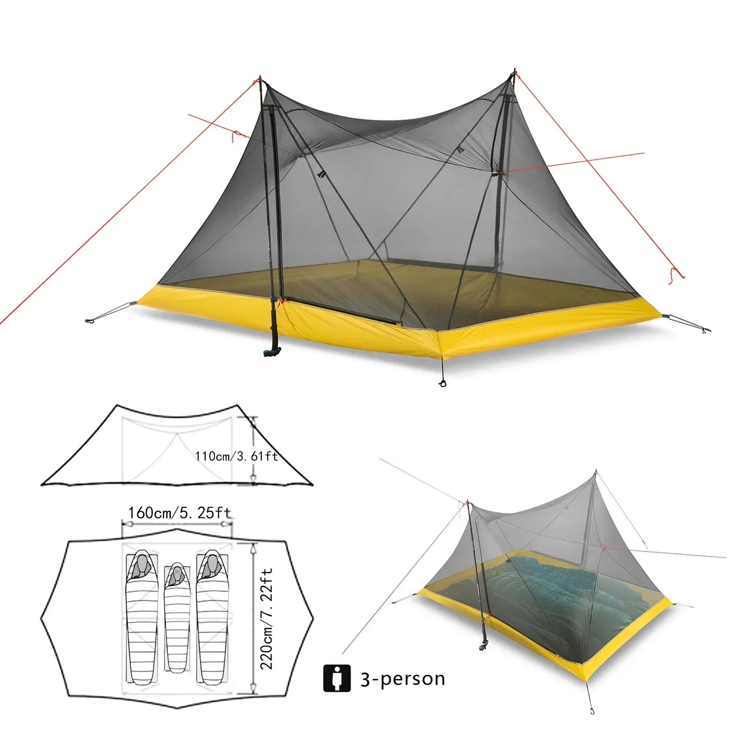 Ultralight 4 Persons 3 Seasons Camping Tent