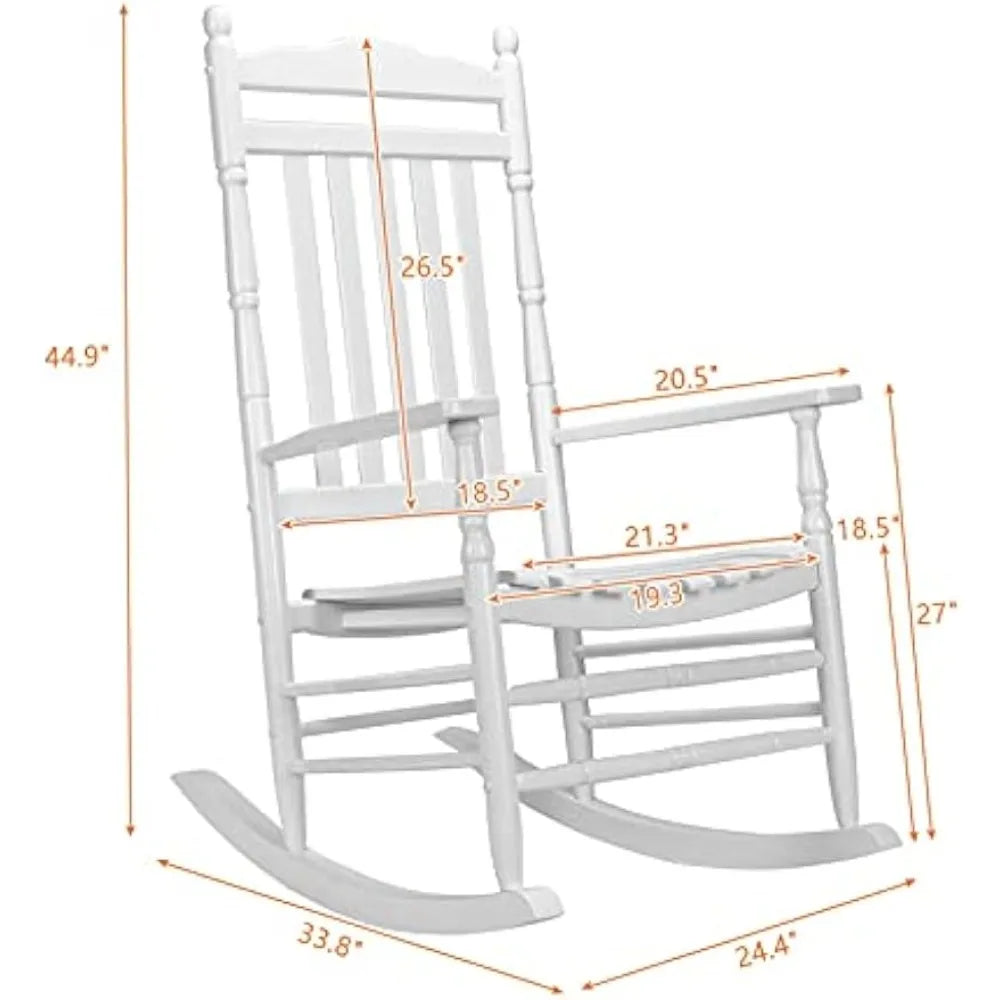 2 PCS Wood Rocking Chair  450 lbs Support  High Back