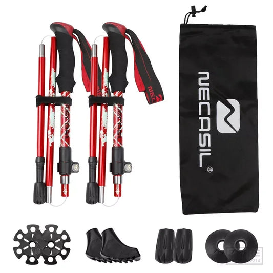 2pcs Trekking  Folding Collapsible Hiking Poles