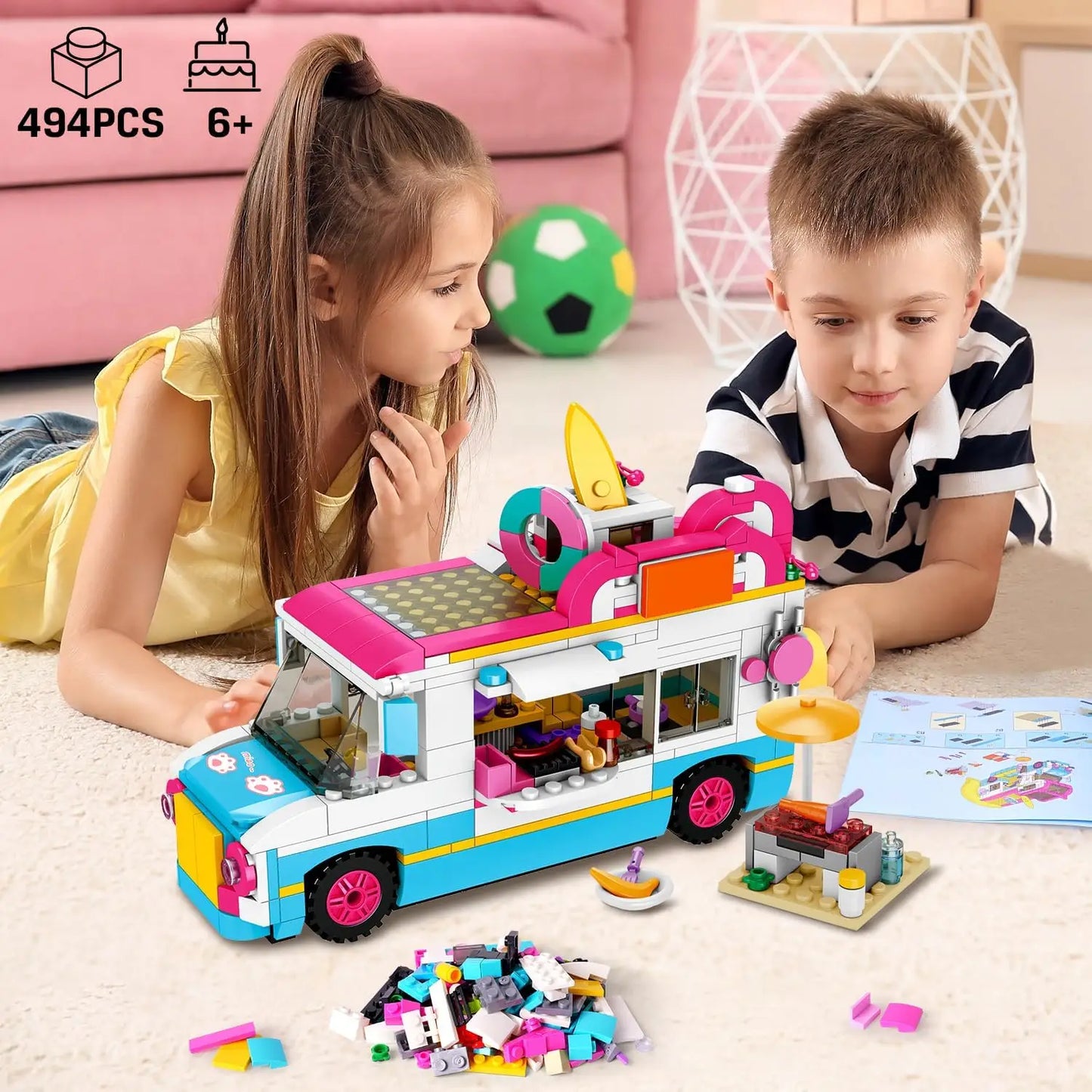 3-in-1 Girls Camper Van Building Set - 494PCS