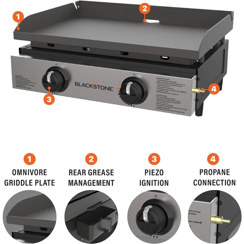 22” Tabletop Gas Griddle with Stainless Steel Faceplate,