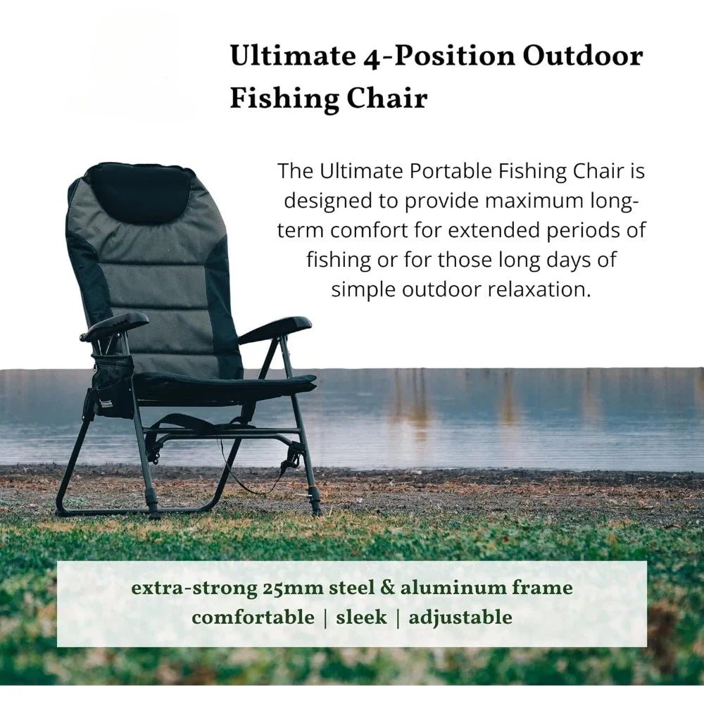 Folding Fishing Chair, Ultimate Comfort  Reclining Feature